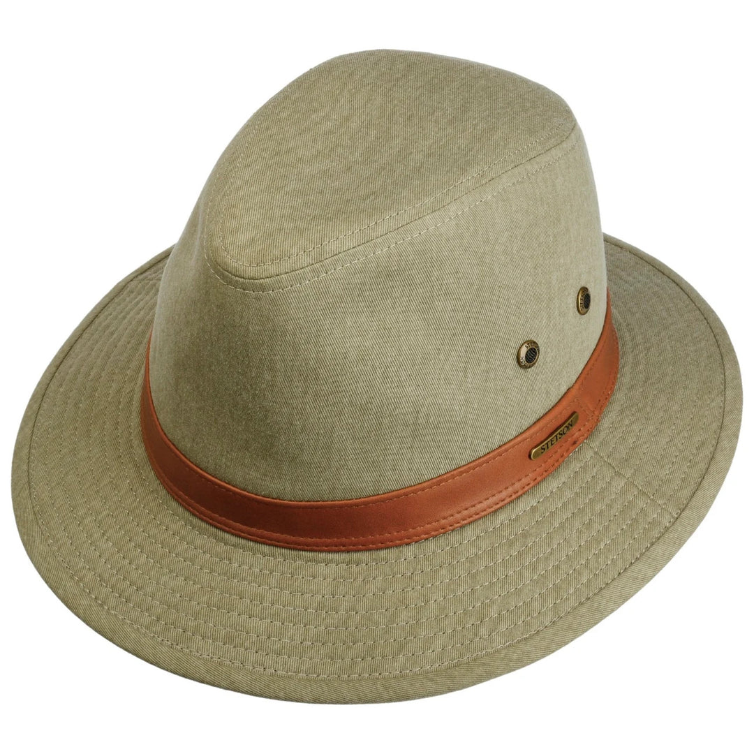 Stetson Cotton Traveller Safari Hat In Light Olive