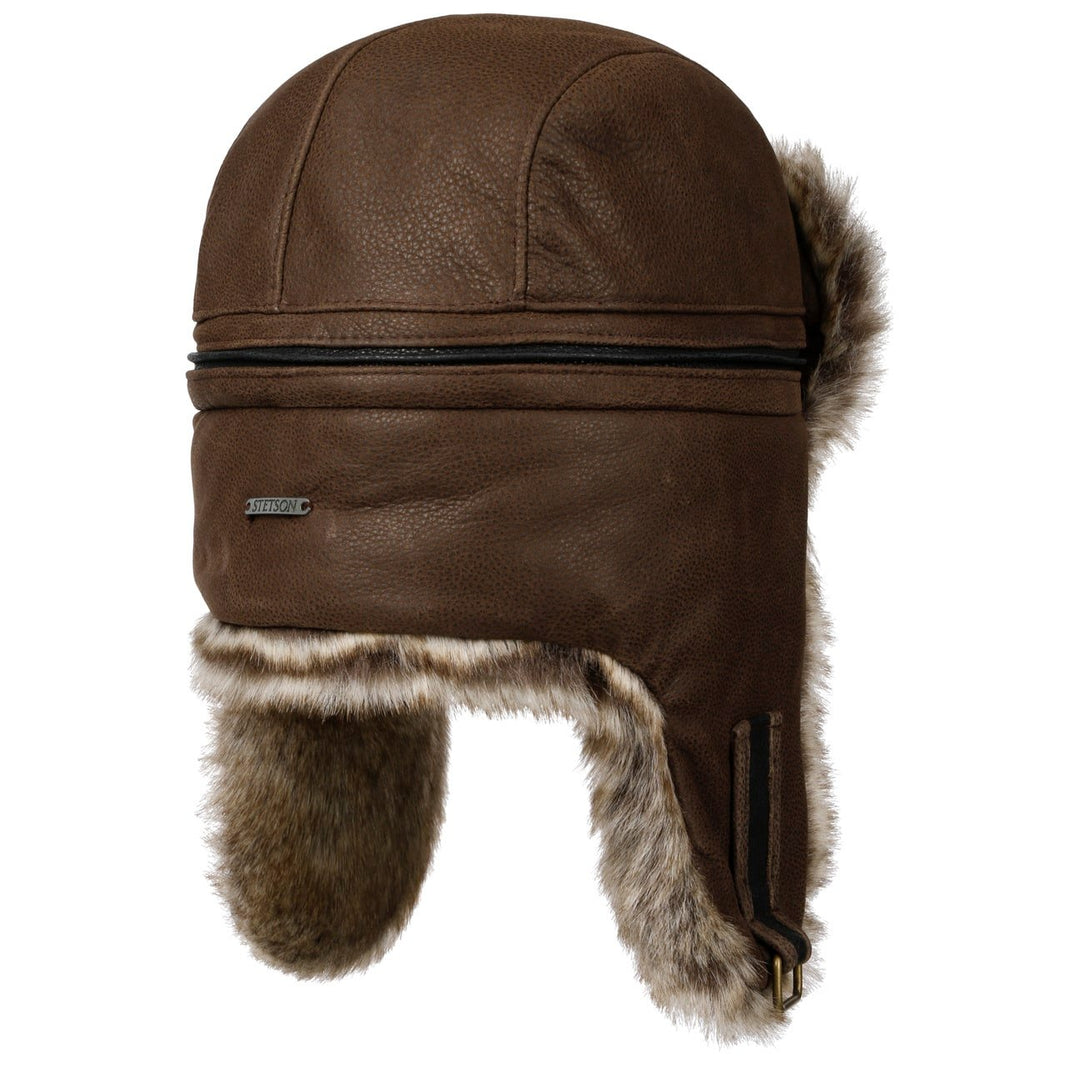 Stetson Cowhide Leather Bomber Aviator Hat