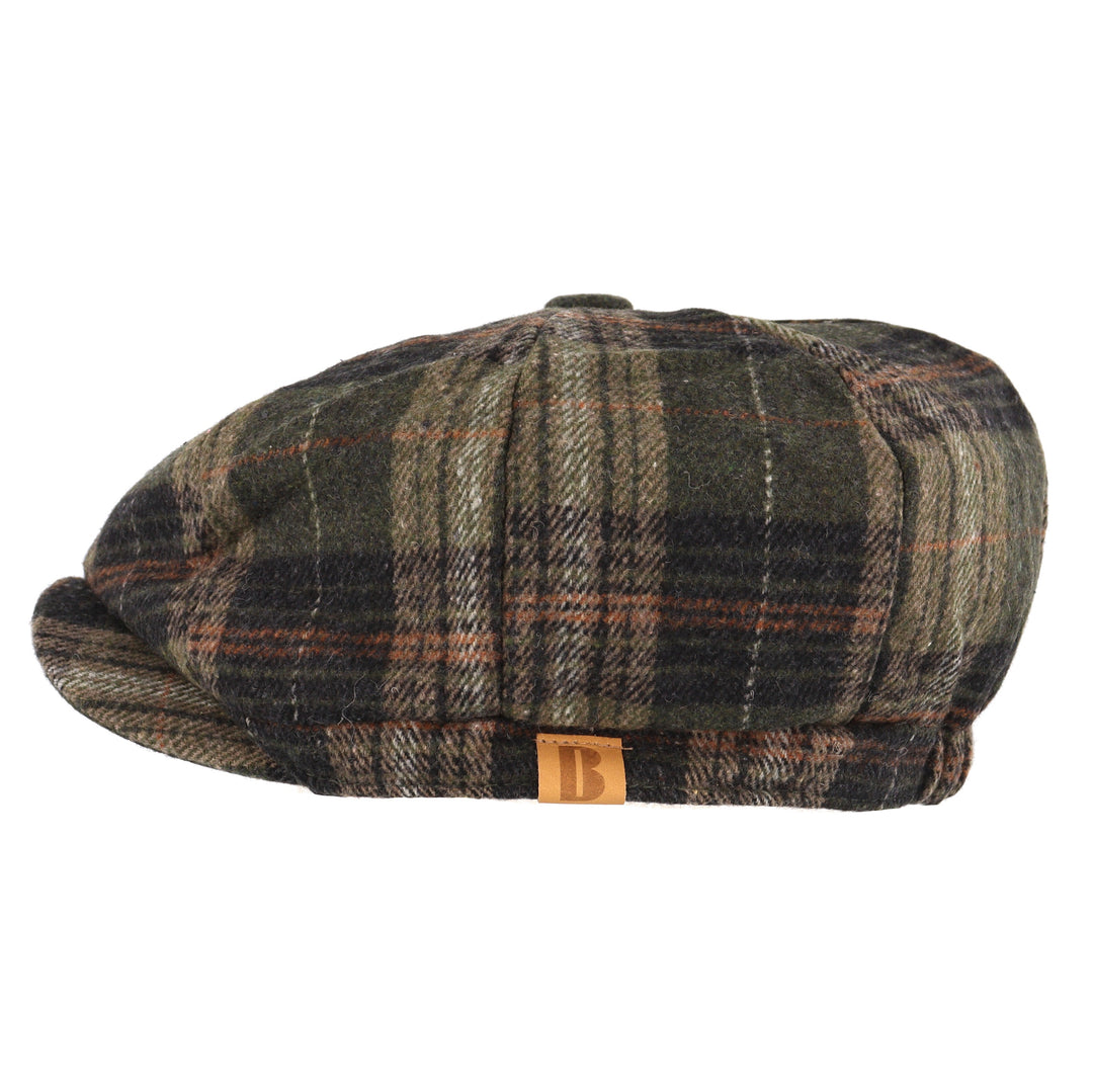 Cruz Check Bakerboy Cap in Green Check