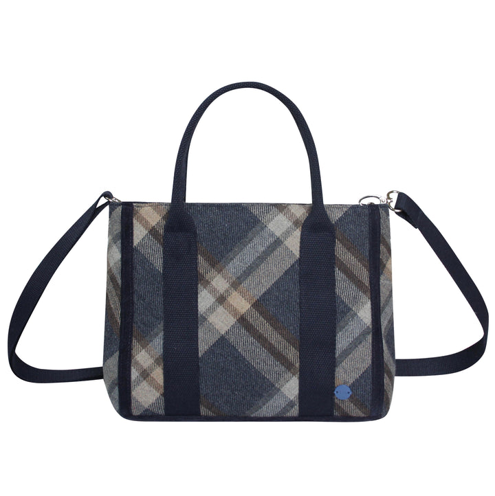 Blue Tweed Carry Tote Handbag - Tantallon