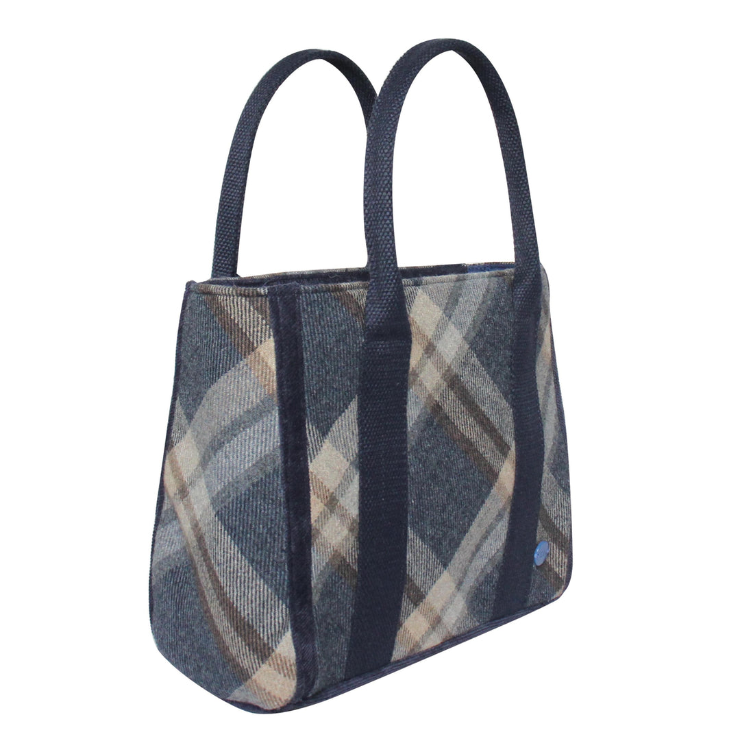 Blue Tweed Carry Tote Handbag - Tantallon