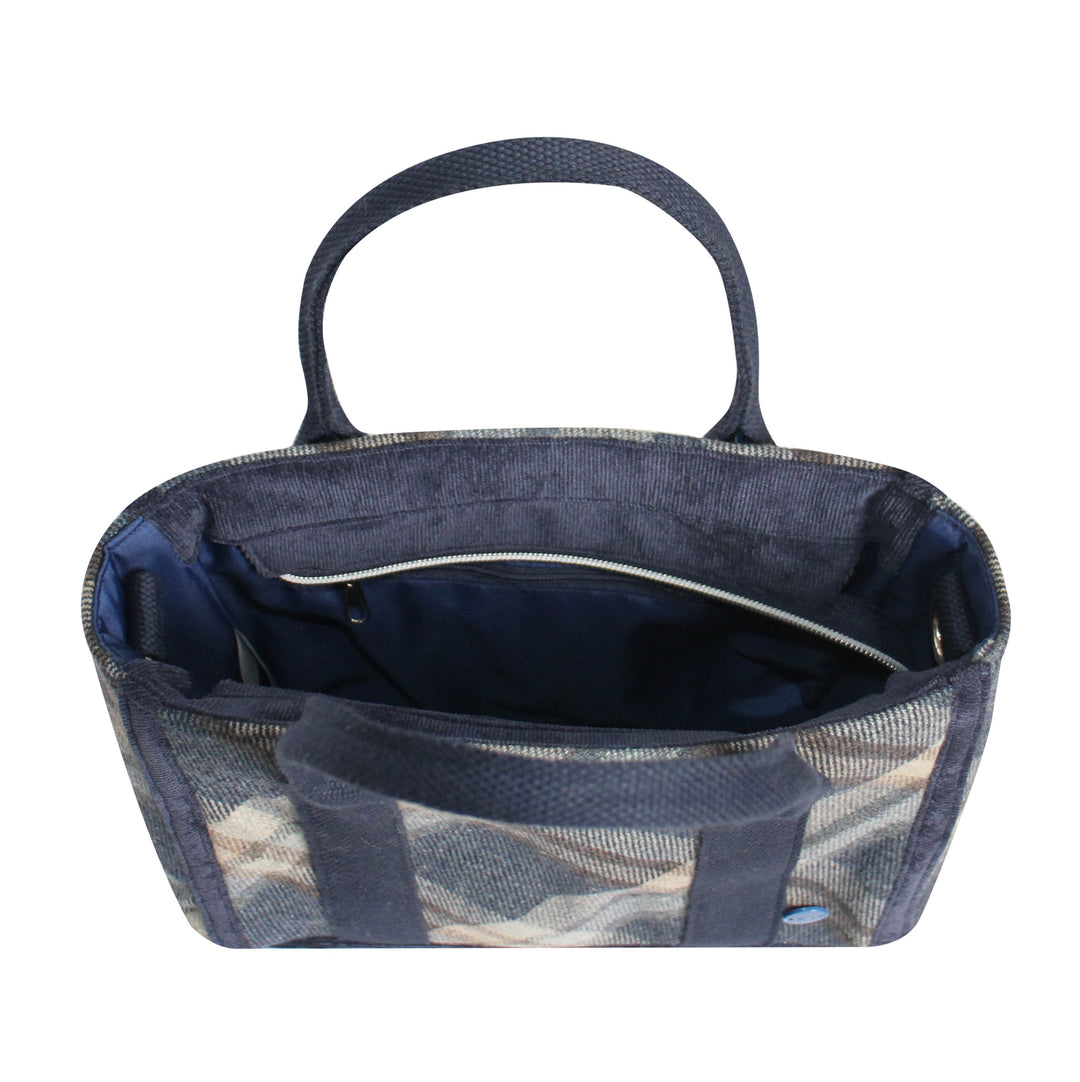 Blue Tweed Carry Tote Handbag - Tantallon