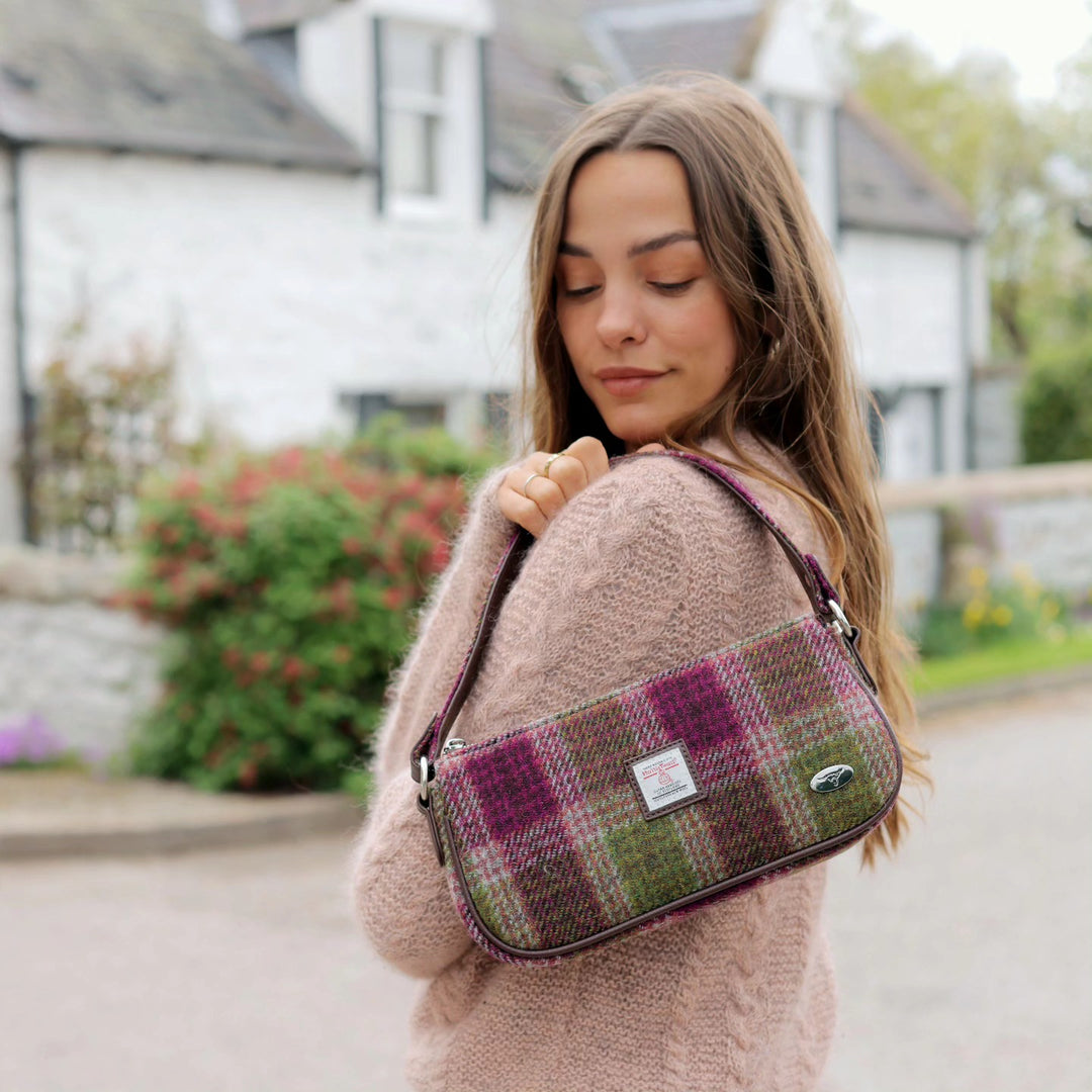 Glen Appin Harris Tweed Duchray Baguette Shoulder Bag Heather Check
