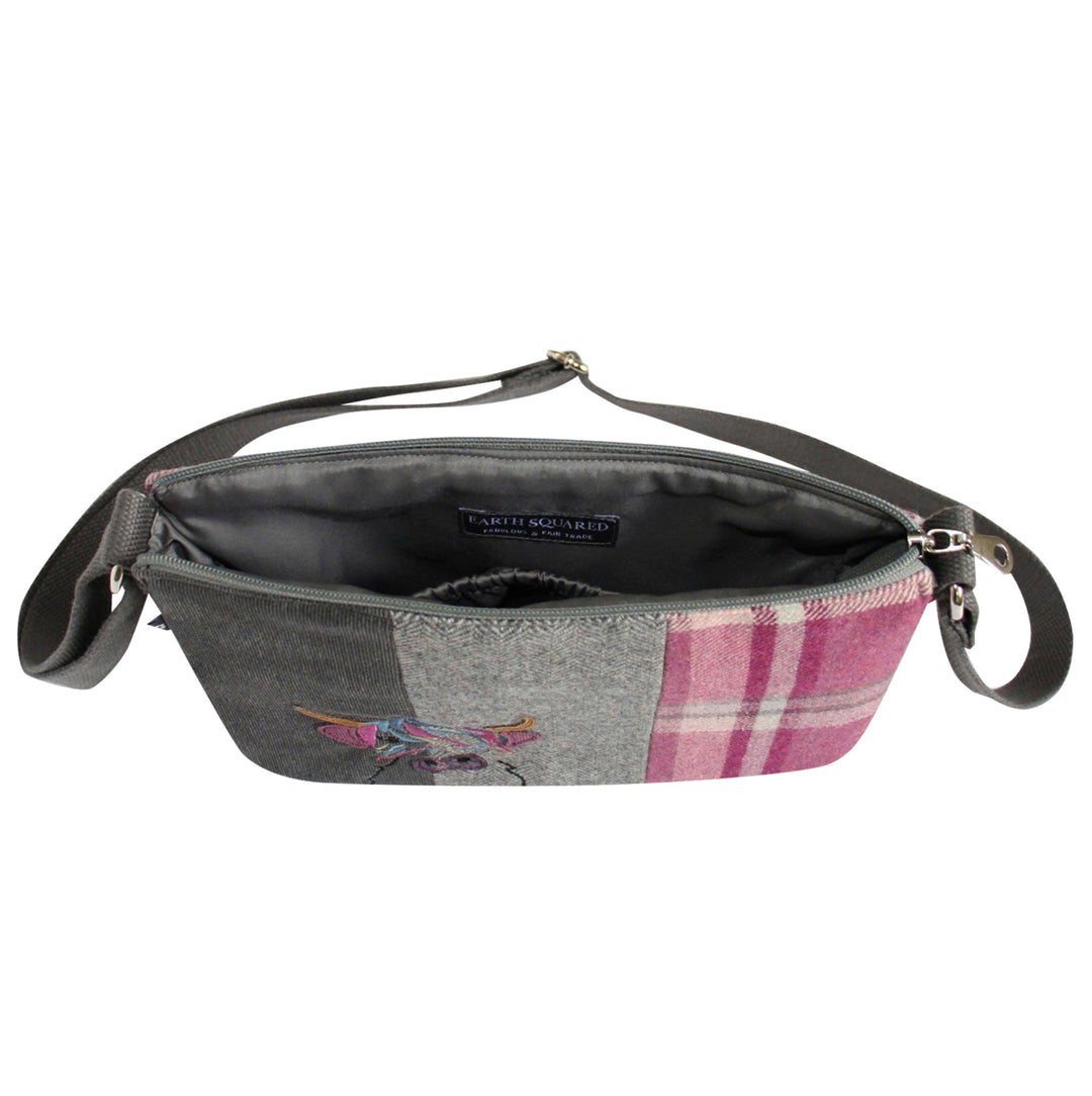 Applique Highland Cow Crossbody Messenger Bag