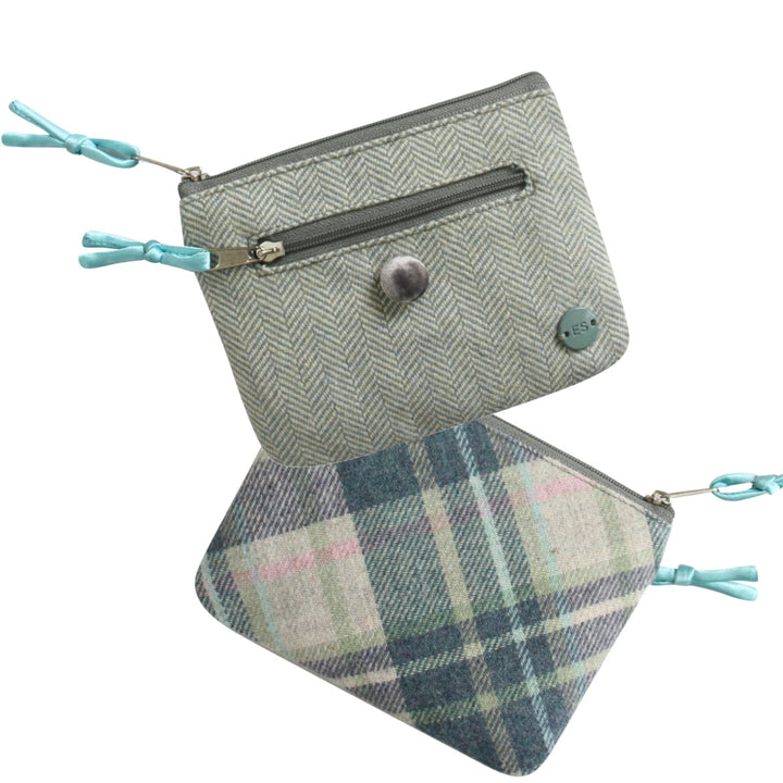 Green Herringbone & Skye Tweed Emily Coin Purse by Earth Squared
