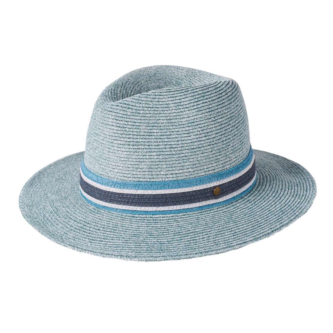 Failsworth Almeria Summer Straw Fedora Hat in Blue