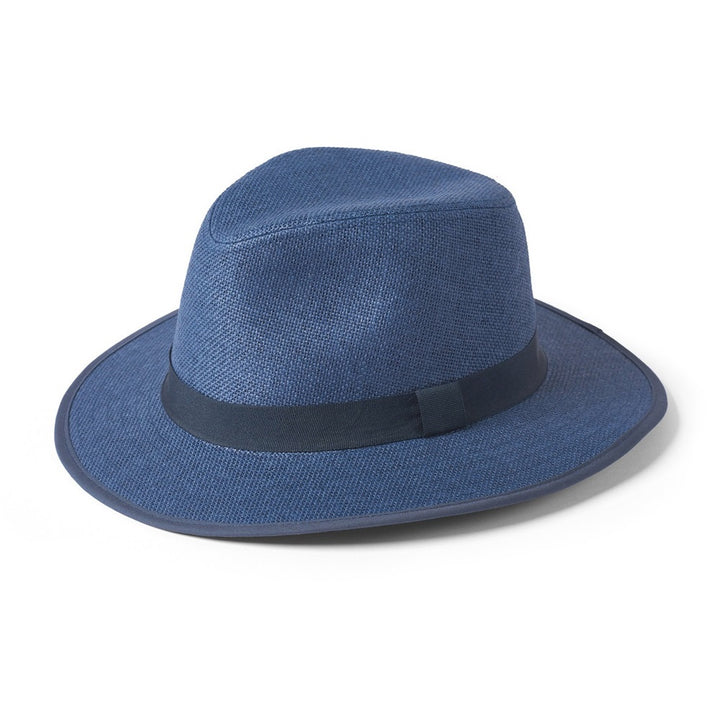 Failsworth Paper Straw Safari Fedora Hat in Navy