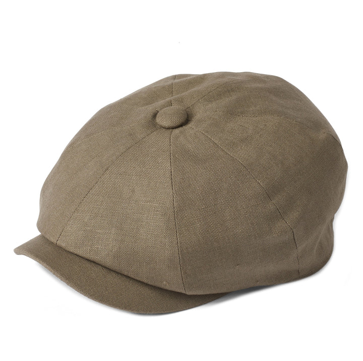 Failsworth Irish Linen Alfie Bakerboy Newsboy Cap In Khaki