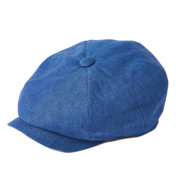 Failsworth Irish Linen Alfie Bakerboy Newsboy Cap In Marine Blue