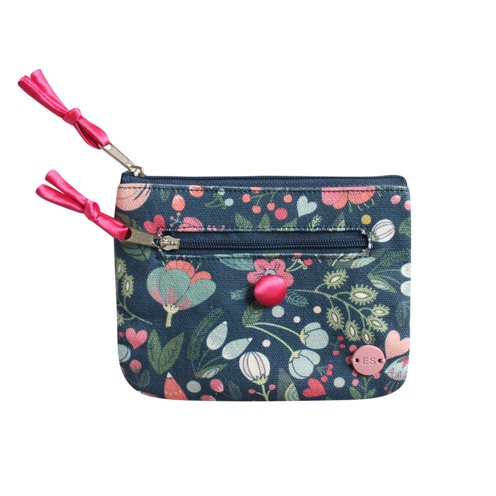 Blue Floral Emily Canvas Coin Purse by Earth Squared