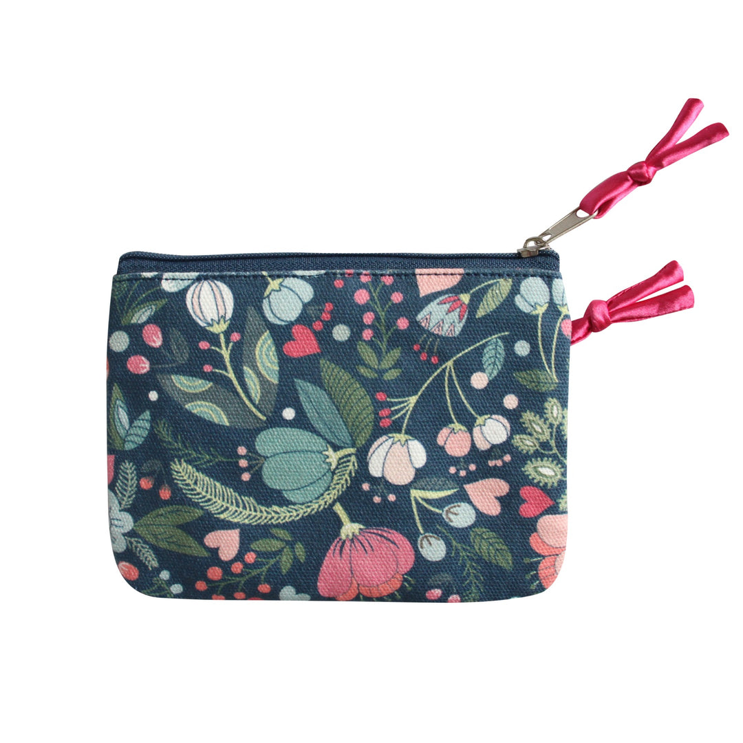 Blue Floral Emily Canvas Coin Purse by Earth Squared