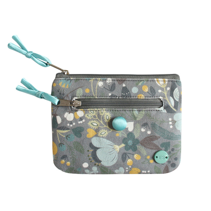 Grey Floral Emily Canvas Coin Purse by Earth Squared