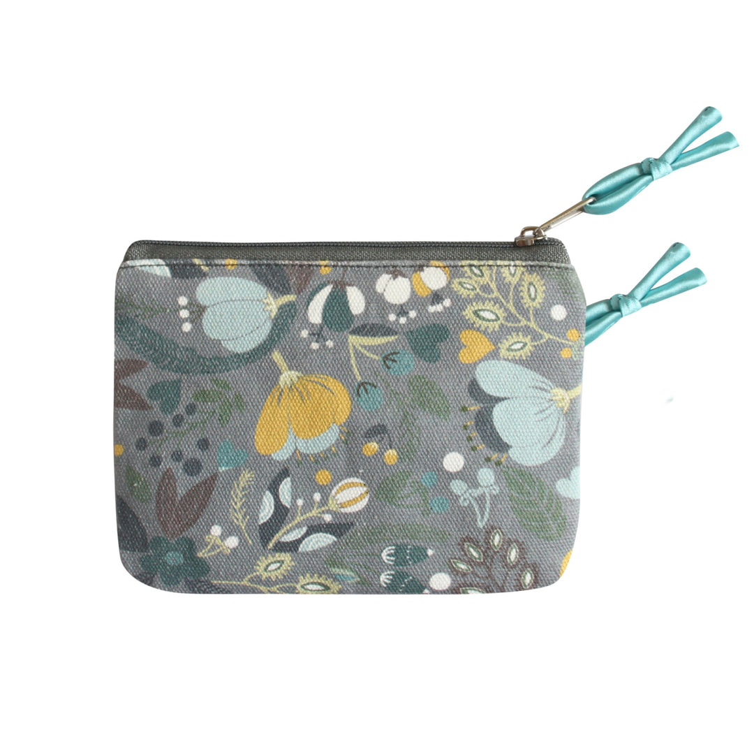 Grey Floral Emily Canvas Coin Purse by Earth Squared