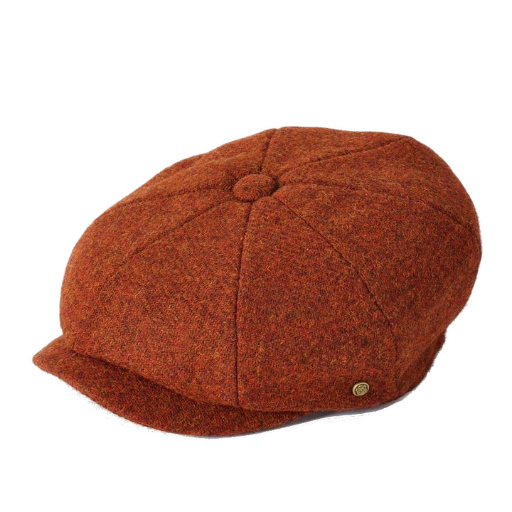 Carloway Harris Tweed Bakerboy Cap In Rust From Failsworth