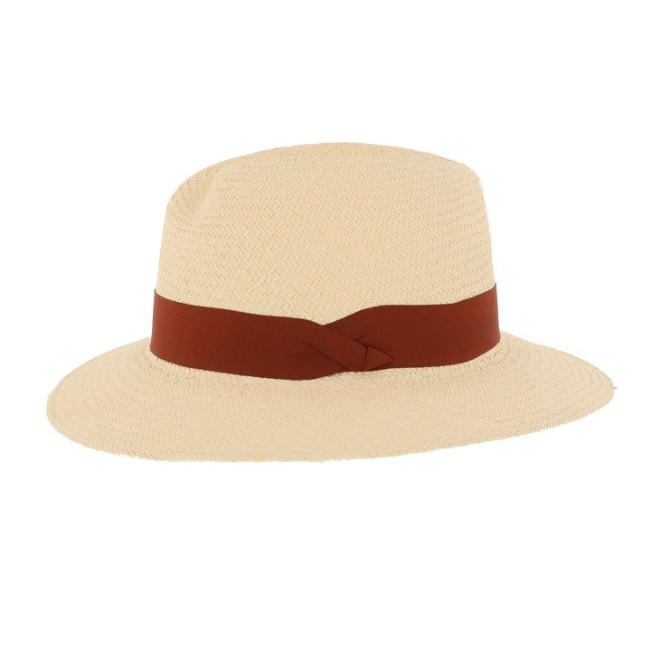 Failsworth Ladies Florence Panama Hat With Rust Ribbon Band