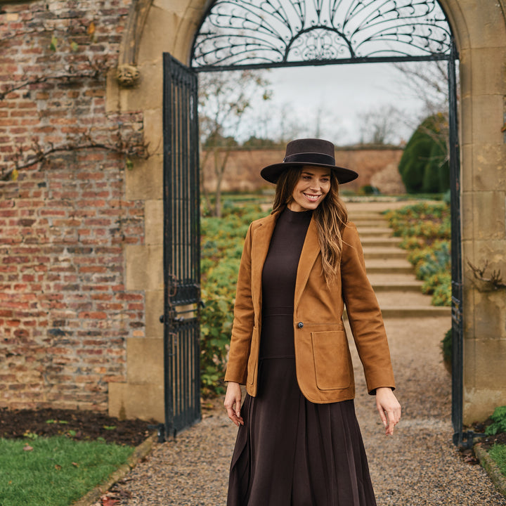 Failsworth Women's 100% Wool Felt Boater Hat in Chocolate