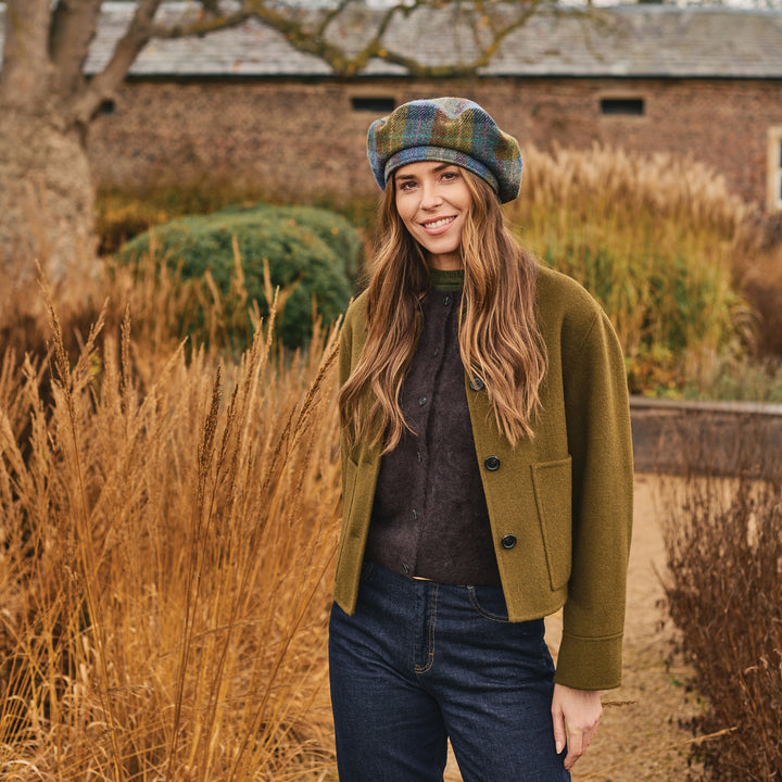 Failsworth Harris Tweed Beret in Blue Check