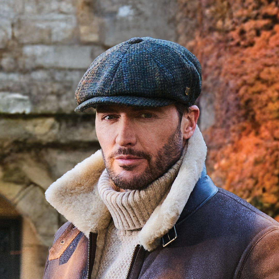 Carloway Harris Tweed Bakerboy Cap In Green 5080 From Failsworth