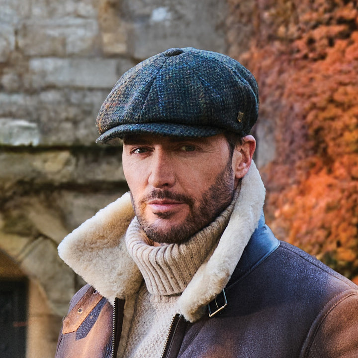 Carloway Harris Tweed Bakerboy Cap In Green 5080 From Failsworth