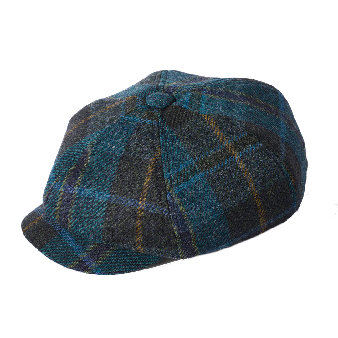 Failsworth Ladies Country Bakerboy Cap In Cyan Check
