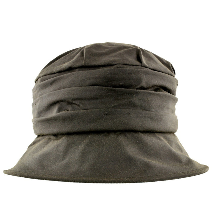 Failsworth Ladies Waxed Bucket Hat With Ruched Crown Olive