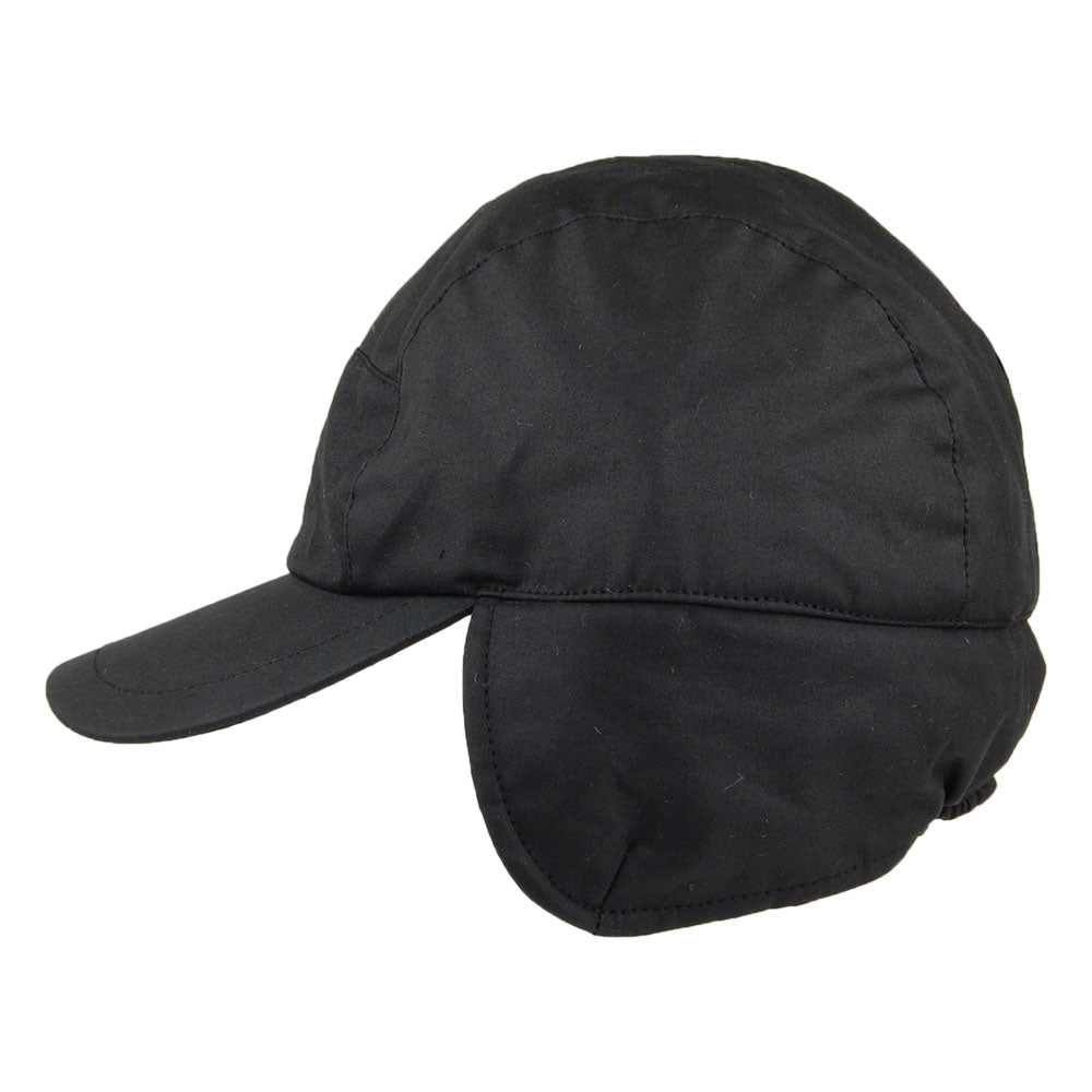 Failsworth Waxed Cotton Lumber Earflap Cap in Black 