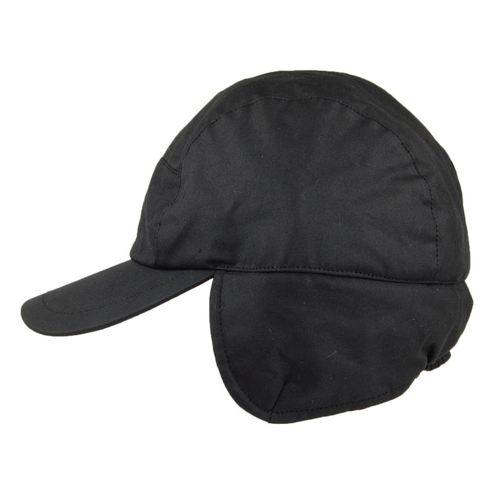 Failsworth Waxed Cotton Lumber Earflap Cap in Black 