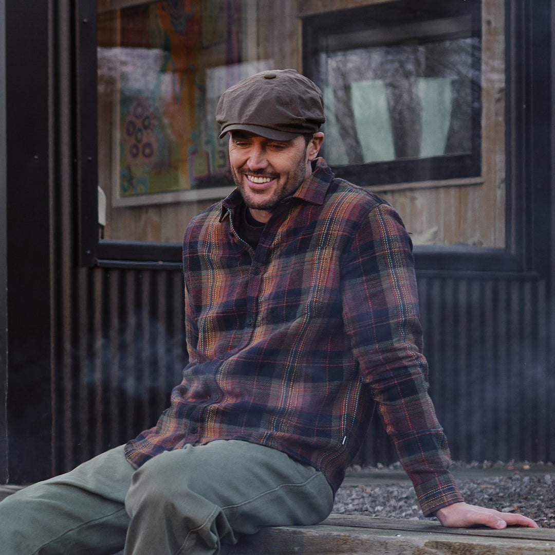 Failsworth Waxed Cotton Alfie Bakerboy Cap In Olive