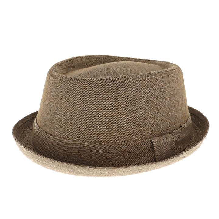 Fawn Pork Pie Hat With Feather