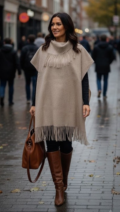 Soft Tassel Fringe Poncho Cape