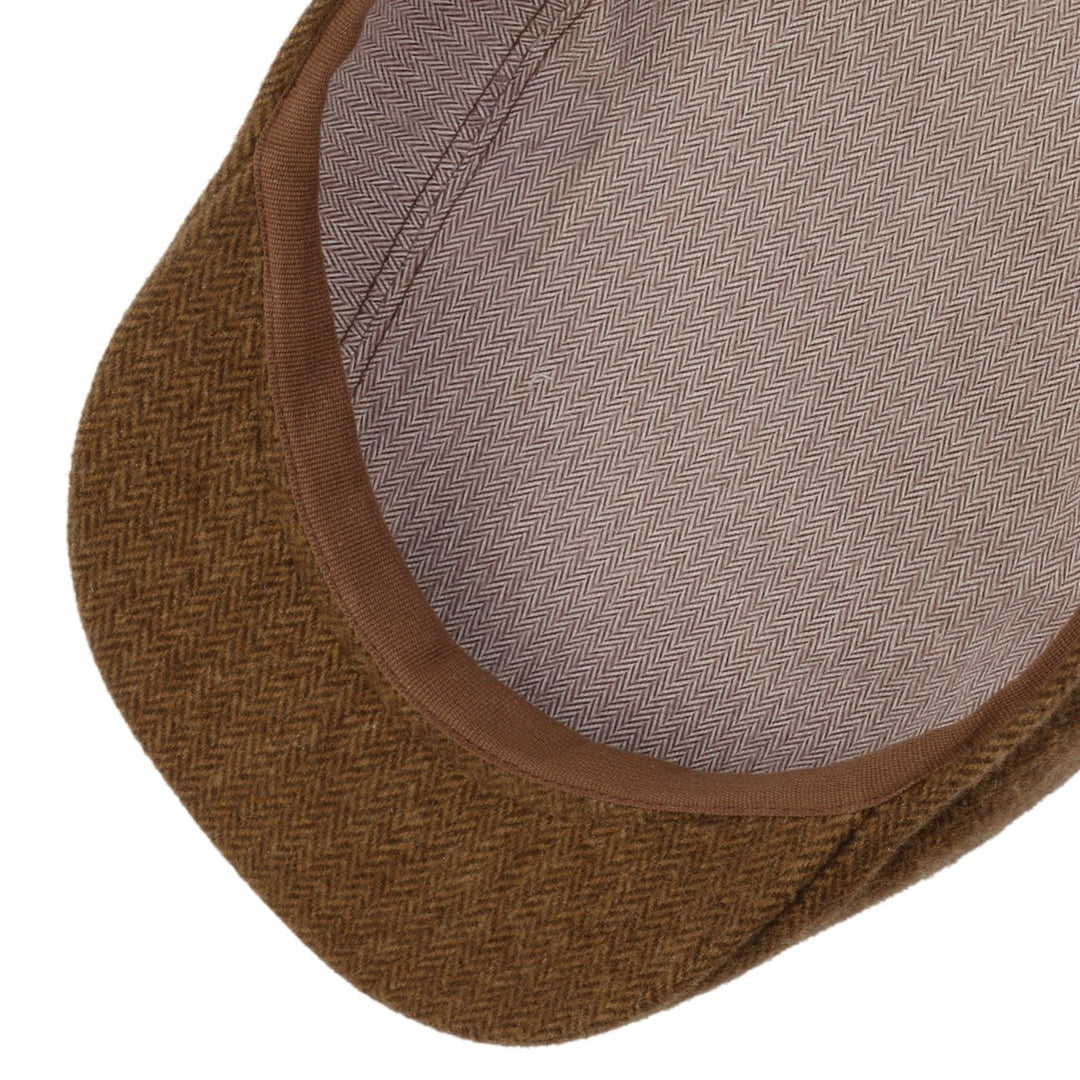 Stetson Finningley 5-Panel Ivy Flat Cap in Brown Herringbone