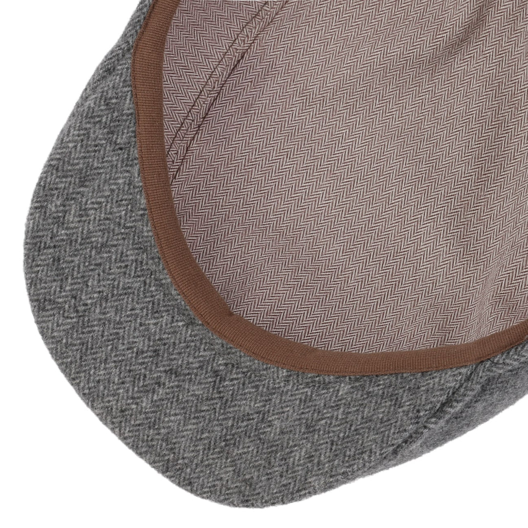 Stetson Finningley 5-Panel Ivy Flat Cap in Grey Herringbone