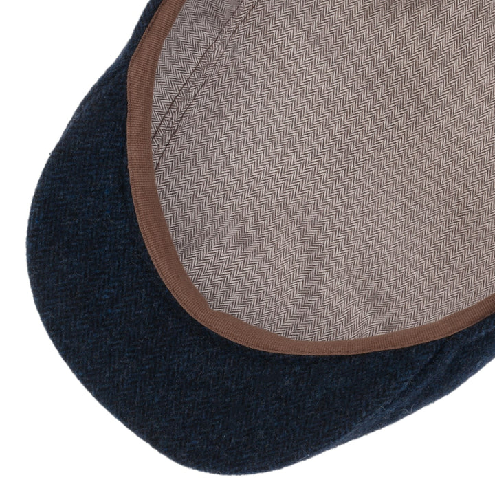 Stetson Finningley 5-Panel Ivy Flat Cap in Navy Herringbone