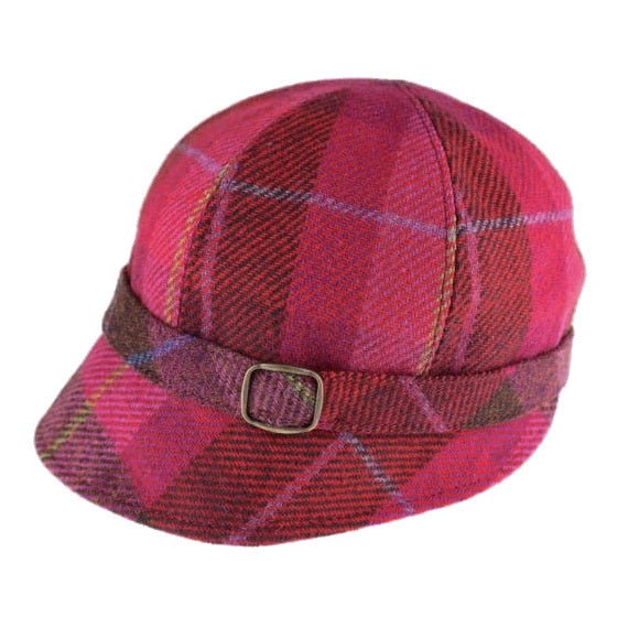 Pink Check 100% Wool 'Flapper' Hat