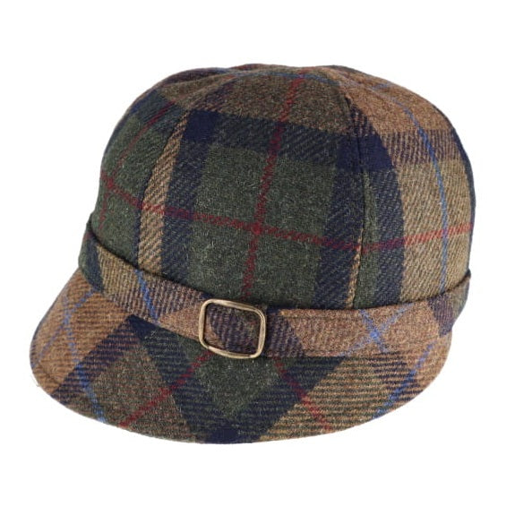 Green & Navy Check 100% Wool 'Flapper' Hat
