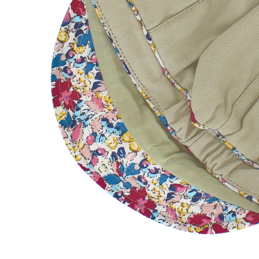 Ladies Cotton Sun Cap With Floral Printed Trim