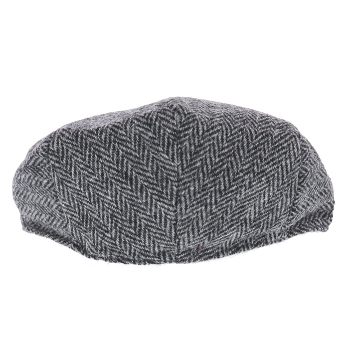 Glen Appin Harris Tweed Wool Country Flat Cap Grey Herringbone