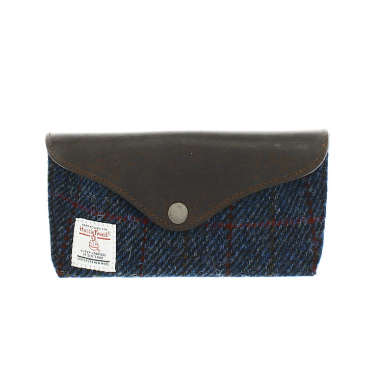 Blue Check Harris Tweed & Leather Glasses Case/Holder