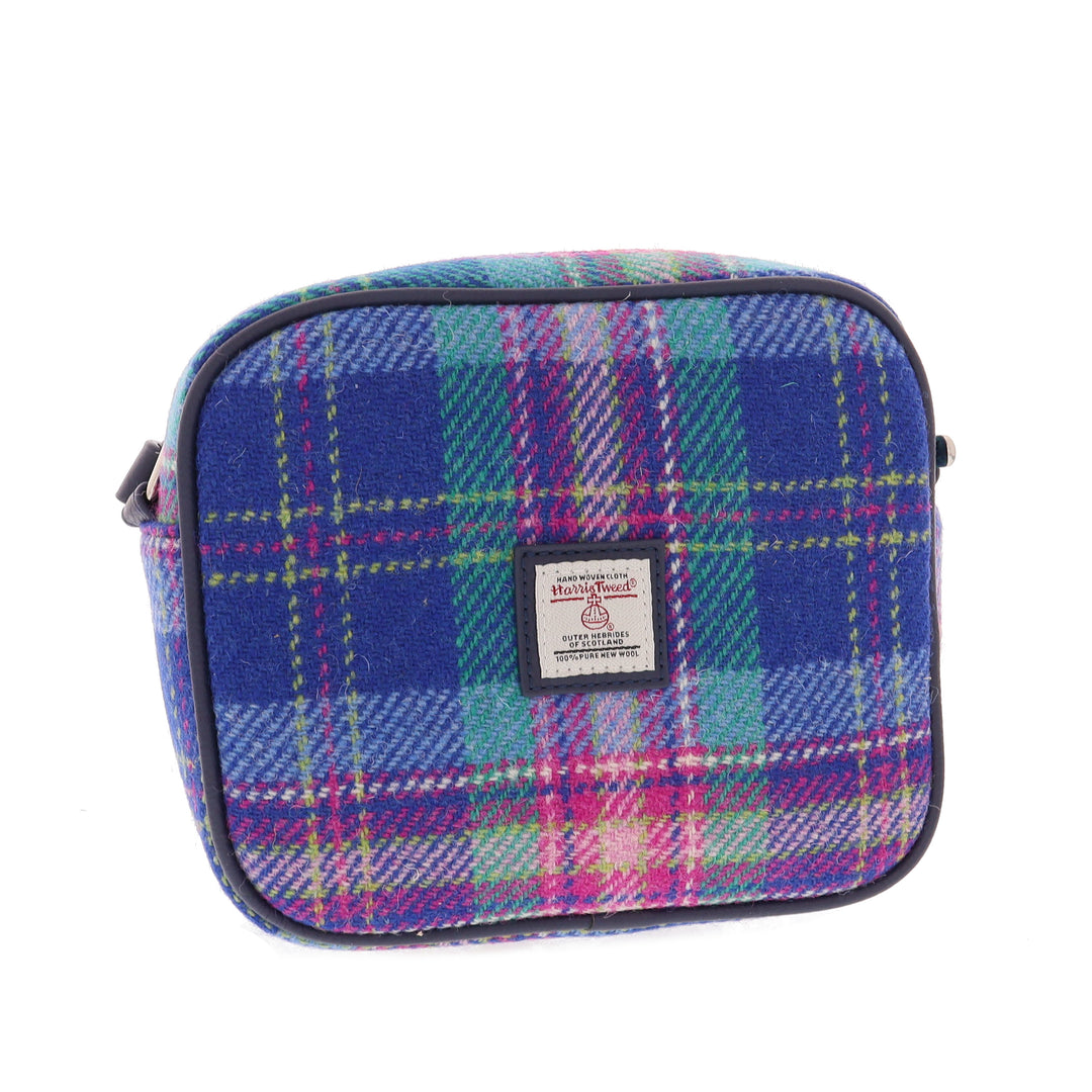 Glen Appin Harris Tweed Almond Mini Handbag Blue & Teal Tartan