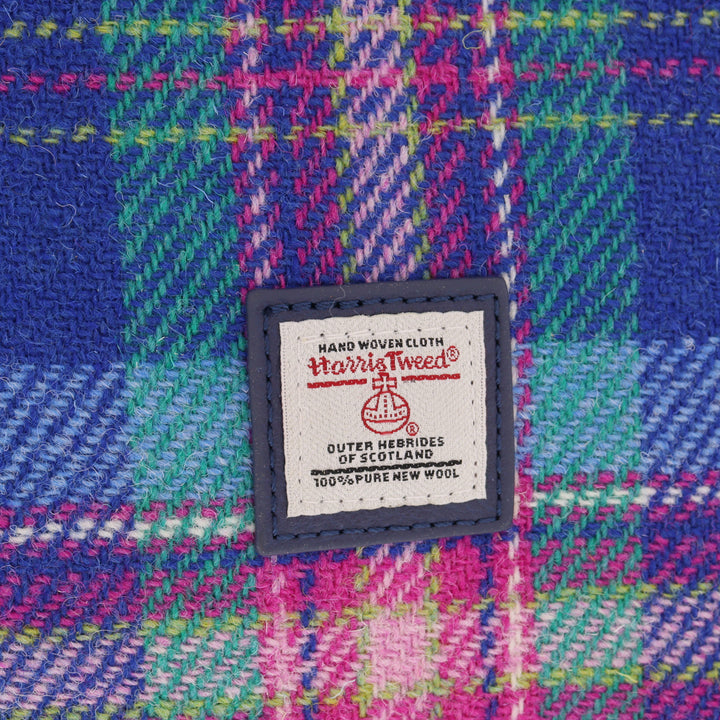 Glen Appin Harris Tweed Almond Mini Handbag Blue & Teal Tartan