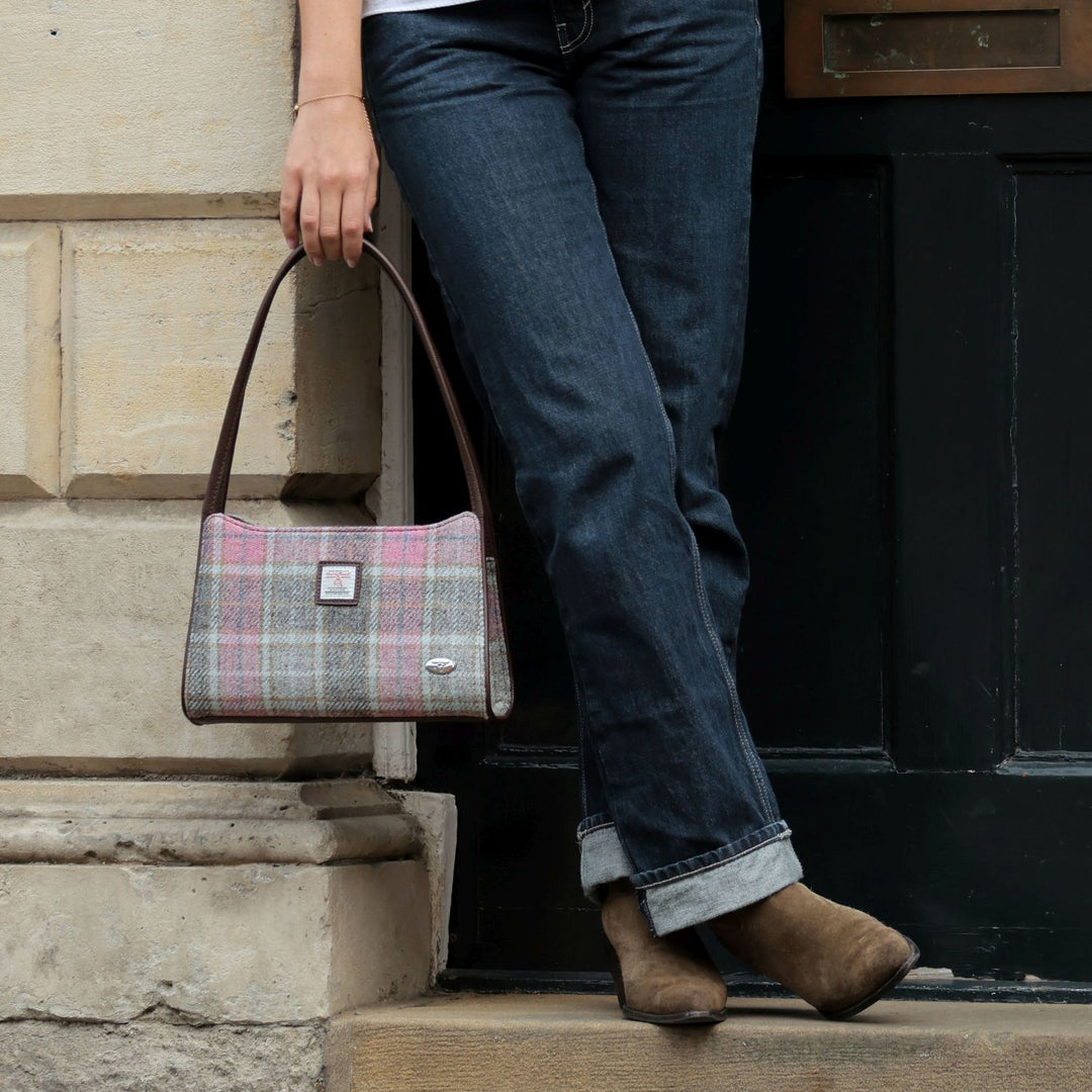 Glen Appin Harris Tweed Fiddich Shoulder Handbag Soft Pink Buchanan