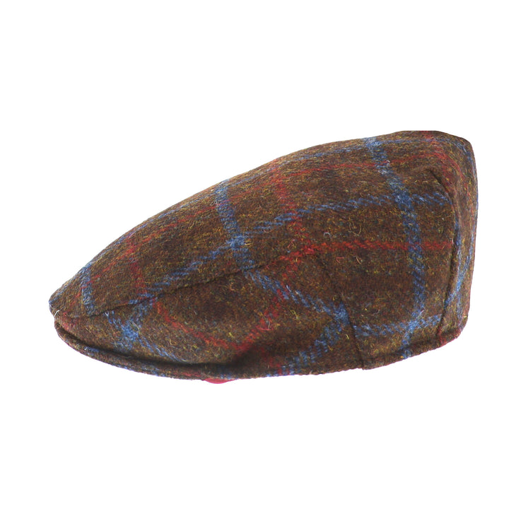Glen Appin Harris Tweed Wool Country Flat Cap Brown Check