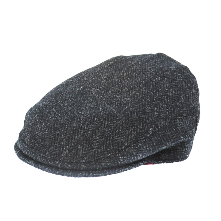 Glen Appin Harris Tweed Wool Country Flat Cap Charcoal