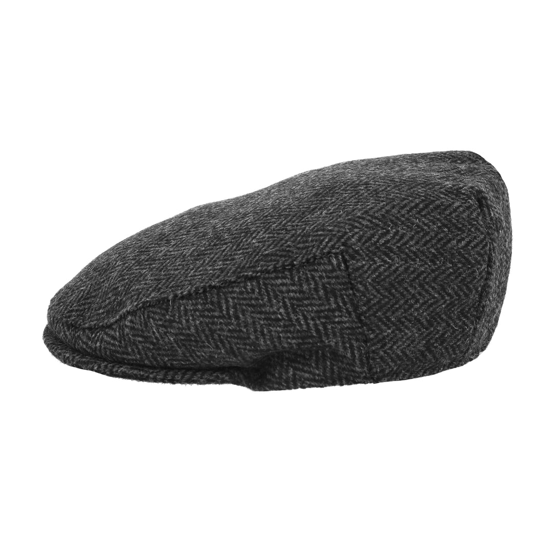 Glen Appin Harris Tweed Wool Country Flat Cap Charcoal
