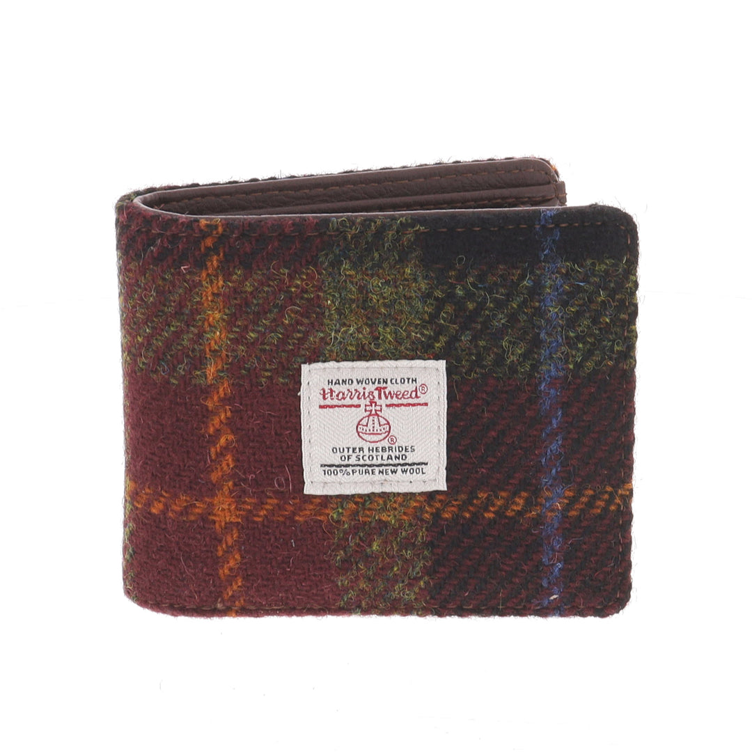 Glen Appin Harris Tweed Scalpay Bi-Fold Wallet With Coin Compartment in Rust Check