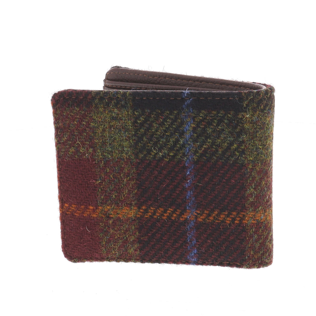 Glen Appin Harris Tweed Scalpay Bi-Fold Wallet With Coin Compartment in Rust Check