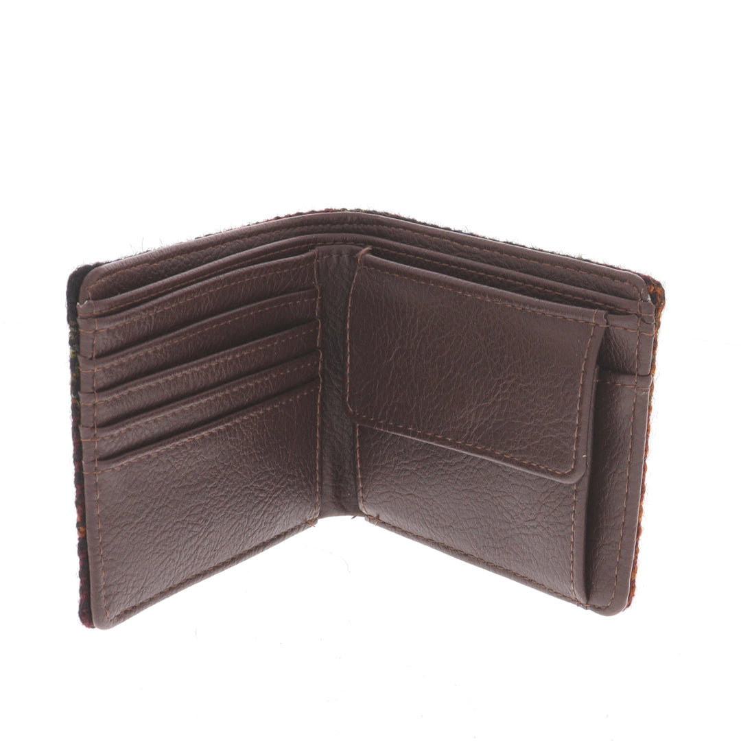 Glen Appin Harris Tweed Scalpay Bi-Fold Wallet With Coin Compartment in Rust Check