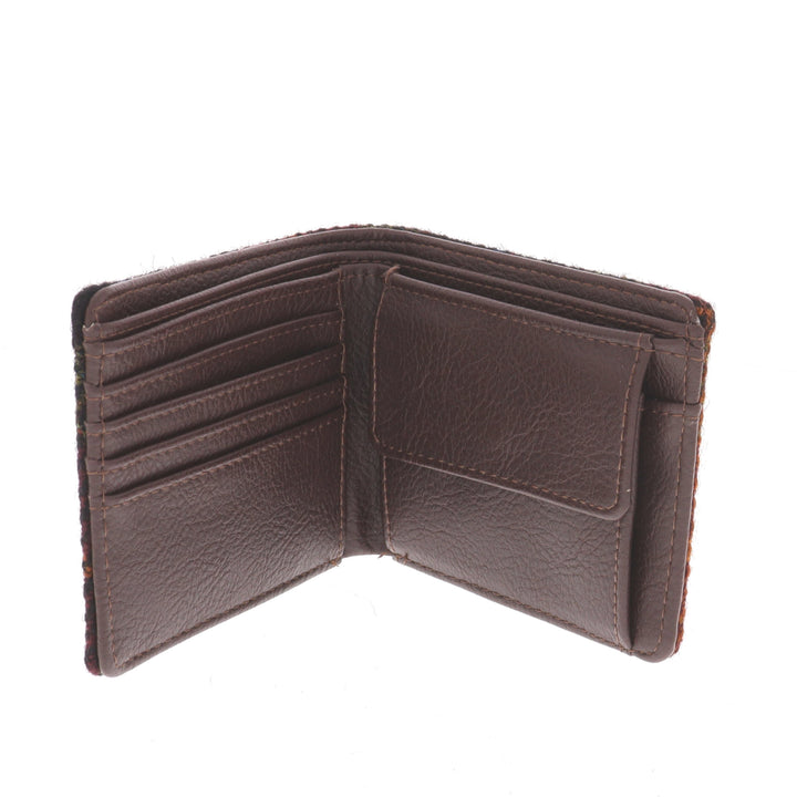 Glen Appin Harris Tweed Scalpay Bi-Fold Wallet With Coin Compartment in Rust Check