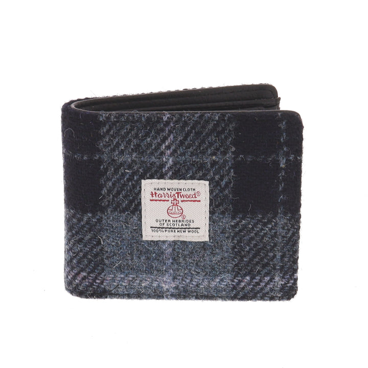 Glen Appin Harris Tweed Scalpay Bi-Fold Wallet With Coin Compartment in Grey Check