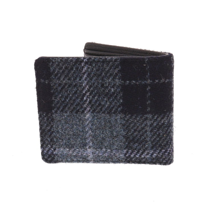 Glen Appin Harris Tweed Scalpay Bi-Fold Wallet With Coin Compartment in Grey Check